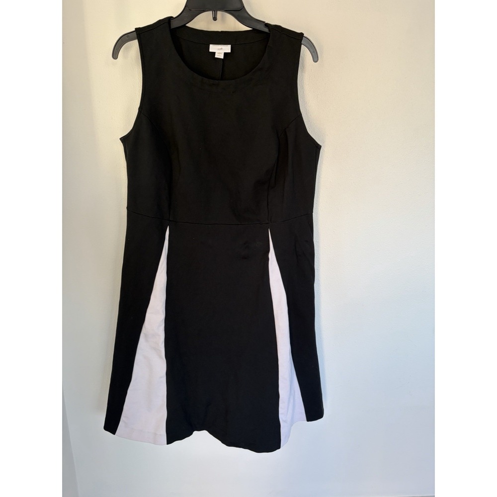 Christian Siriano For J.Jill Sleeveless Dress Classic Black‎ & White SZ L Petite